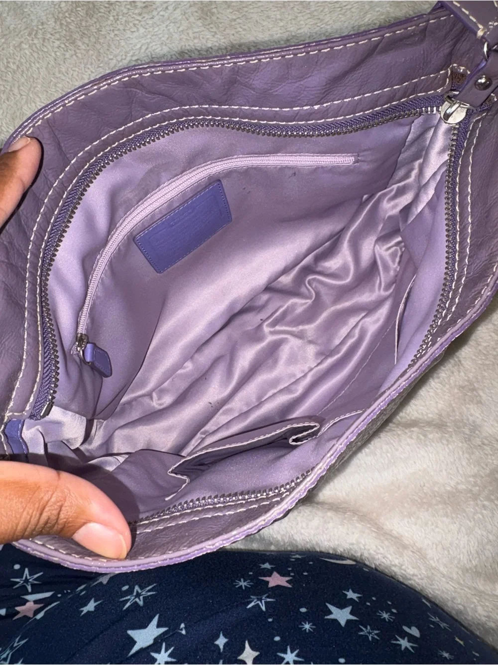 Vintage Coach Lilac Signature Satin Hobo Shoulder Bag